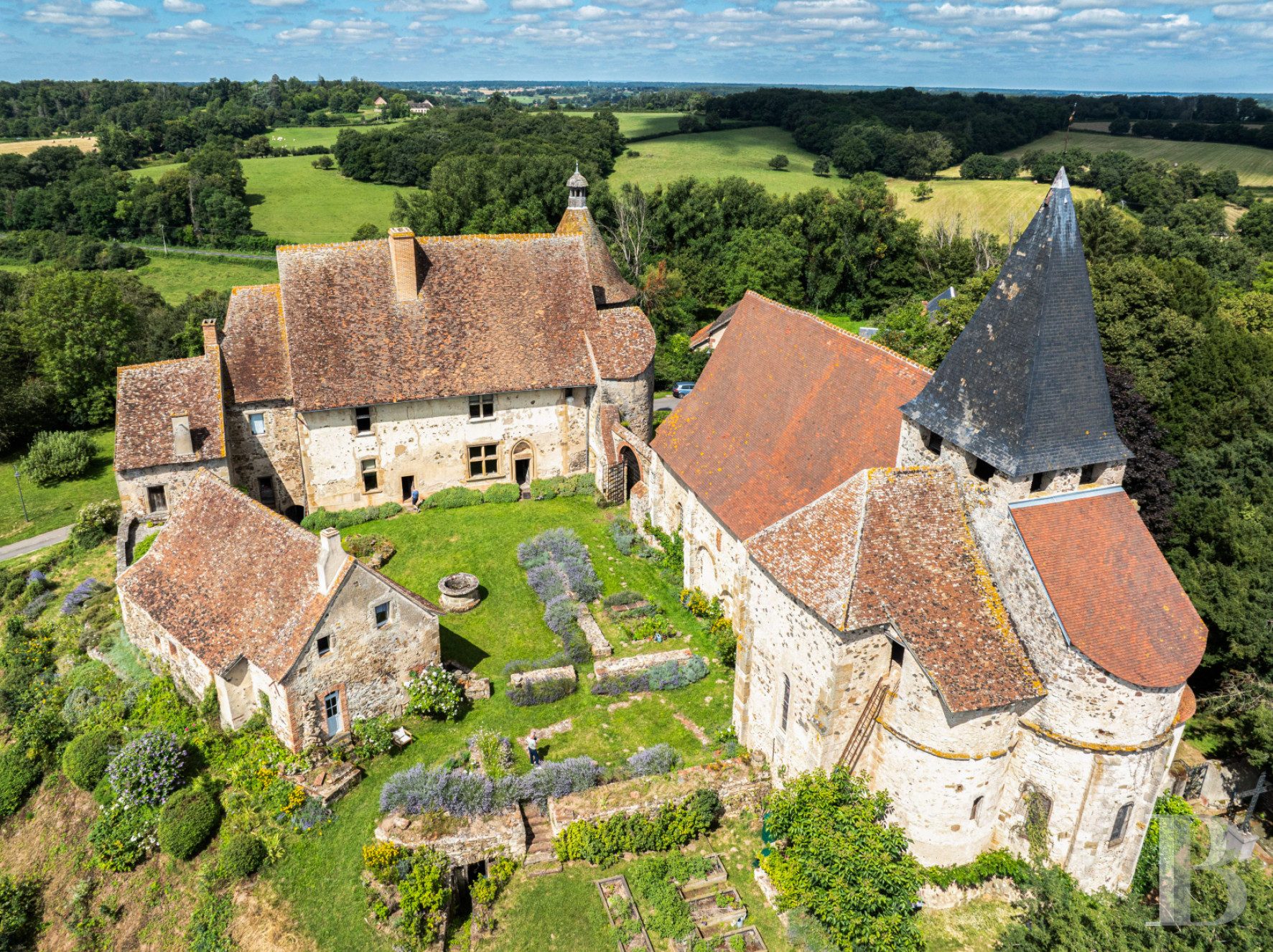 Château à vendre avec parc arboré et façades en pierre en France